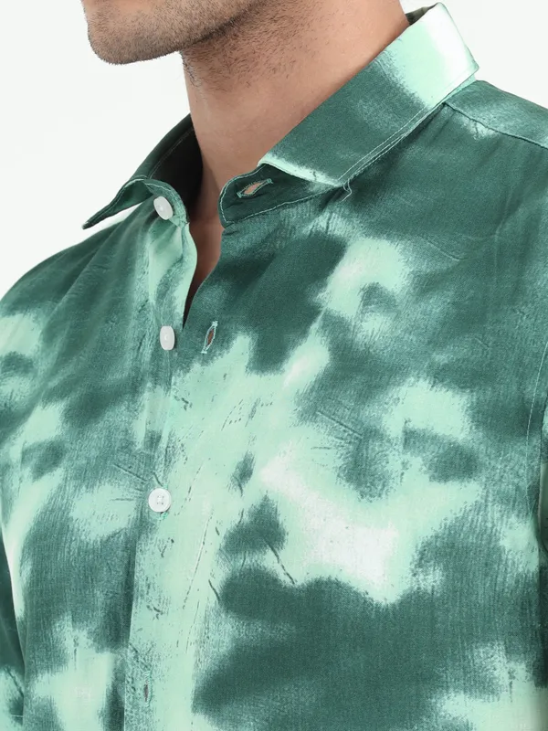 Sky_Olive_Half_Sleeve_Rayon_Shirt_For_Men