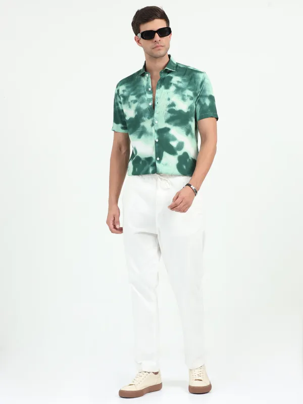 Sky_Olive_Half_Sleeve_Rayon_Shirt_For_Men
