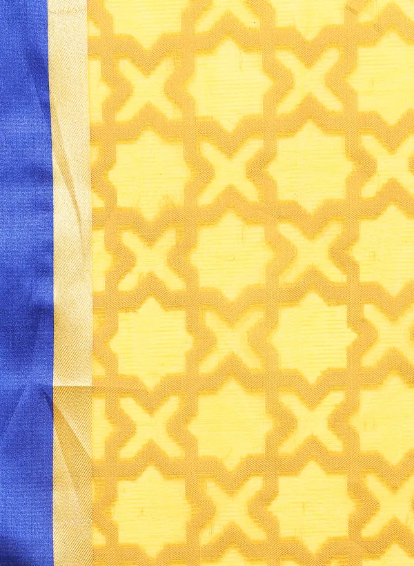 Yellow_Silk_Blend_Banarasi_Sarees_For_Women