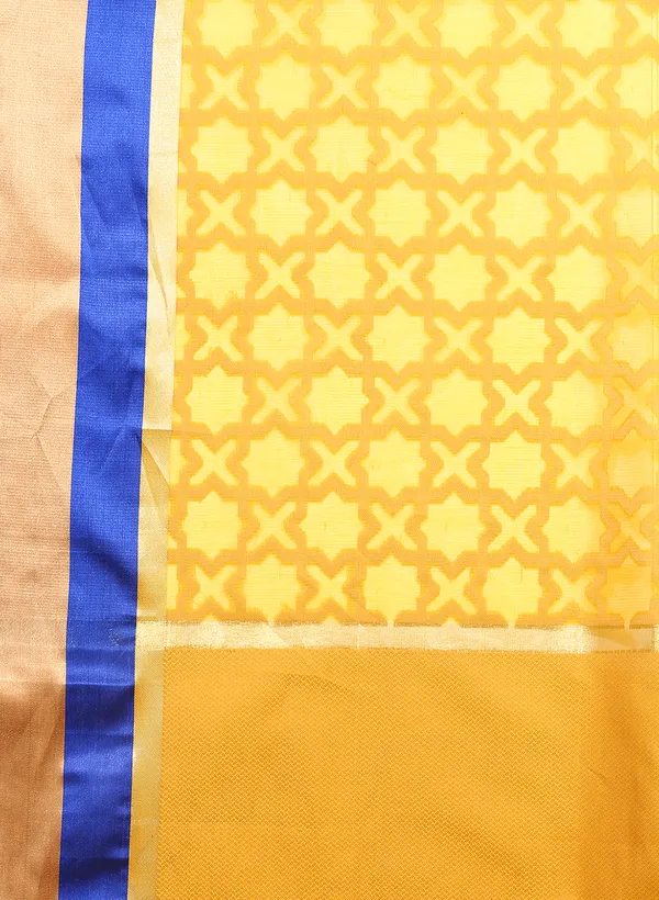 Yellow_Silk_Blend_Banarasi_Sarees_For_Women