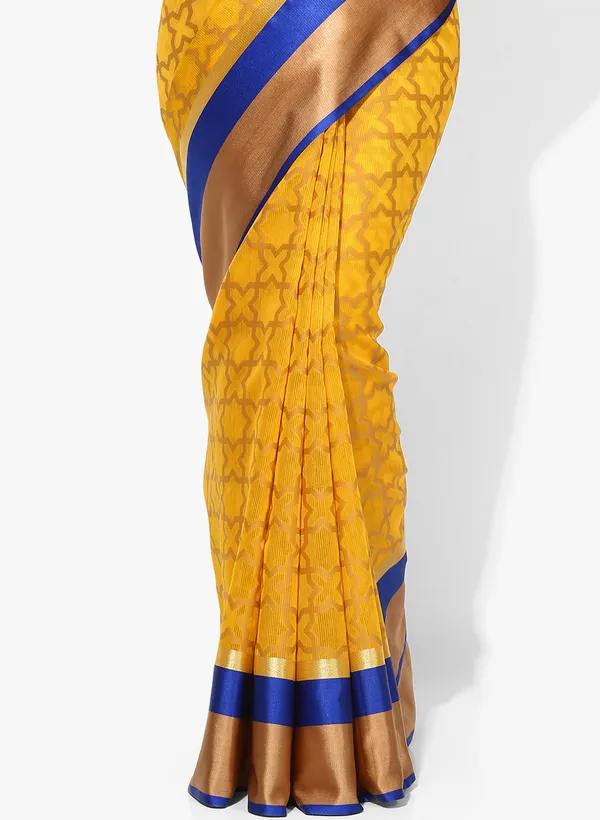 Yellow_Silk_Blend_Banarasi_Sarees_For_Women