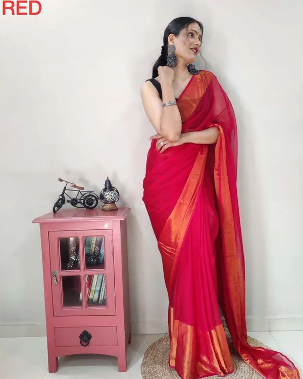 Red_Colour_1-Minute_Ready_To_Wear_Georgette_Saree_With_Blouse_Piece