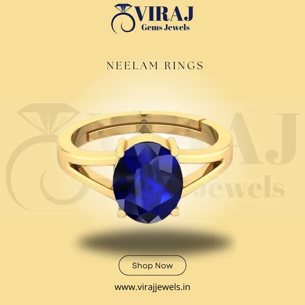 Blue_Sapphire_Created_Gold_Plated_Panchdhatu_Adjustable_Neelam_Ring_For_Men_&_Women_From_4.25_Ratti_To_20.25_Ratti