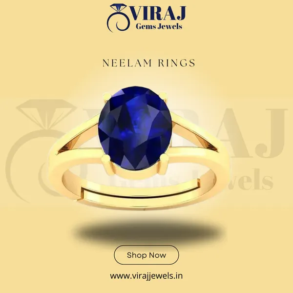 Blue_Sapphire_Created_Gold_Plated_Panchdhatu_Adjustable_Neelam_Ring_For_Men_&_Women_From_4.25_Ratti_To_20.25_Ratti