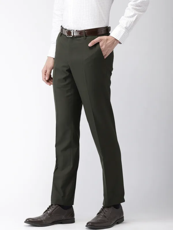 Lycra_Blend_Olive_Green_Men's_Formal_Trousers