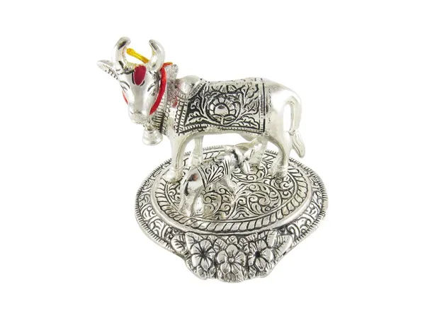 _Metal_Kamdhenu_Cow_And_Calf_Showpiece,_Standard,_Silver