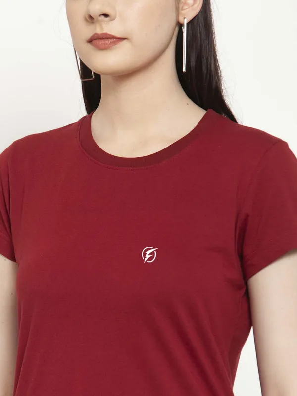 Pack_of_2_Maroon_&_Mustard_Cotton_Round_Neck_Short_Sleeves_T-Shirt_For_Women