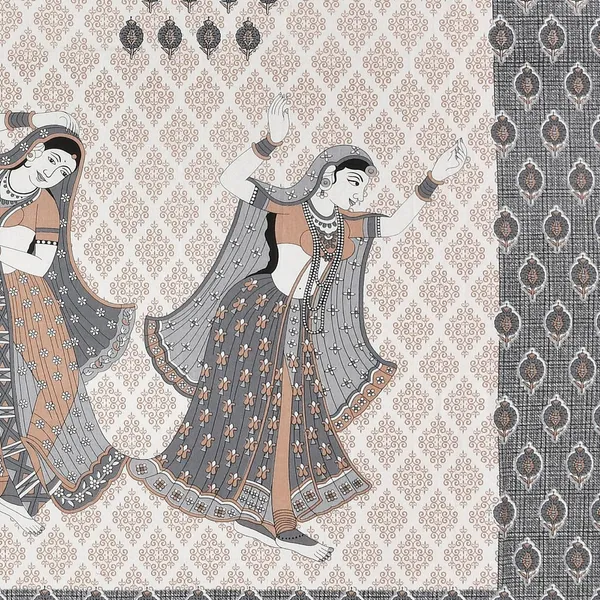 Jaipuri_print_dandiya_double_bedsheet_with_2__pillow_cover_Grey