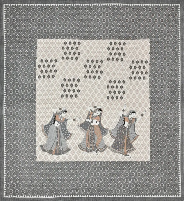 Jaipuri_print_dandiya_double_bedsheet_with_2__pillow_cover_Grey