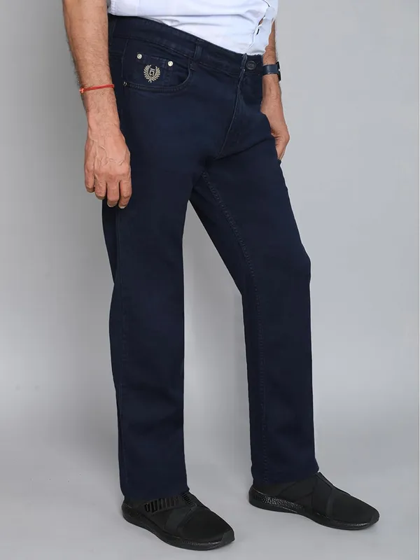 Plus_Size_Navy_Blue_Cotton_Denim_Fabricsilky_Straight_Regular_Fit,_Stylish,_Stretchable_Jeans_For_Men