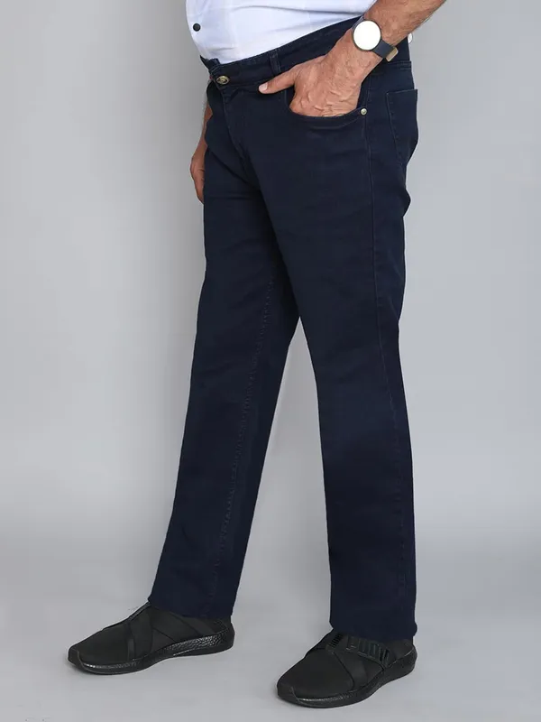 Plus_Size_Navy_Blue_Cotton_Denim_Fabricsilky_Straight_Regular_Fit,_Stylish,_Stretchable_Jeans_For_Men