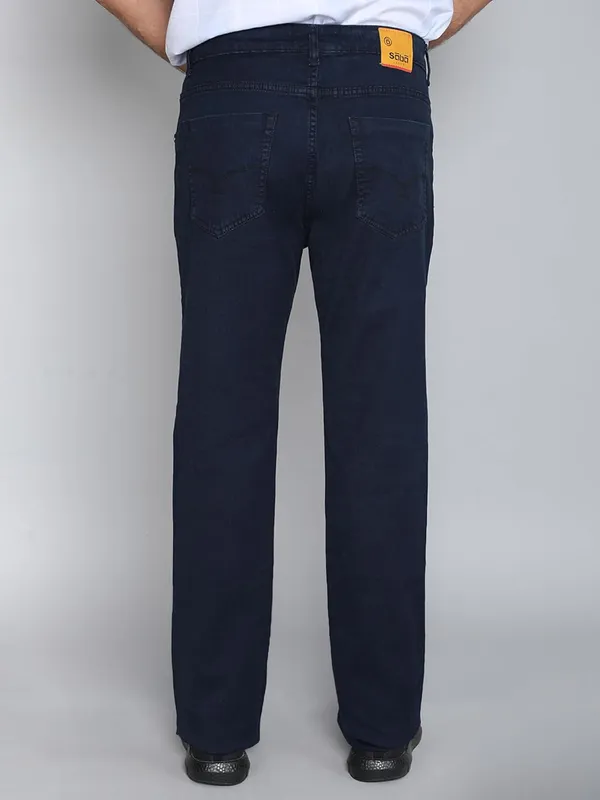 Plus_Size_Navy_Blue_Cotton_Denim_Fabricsilky_Straight_Regular_Fit,_Stylish,_Stretchable_Jeans_For_Men