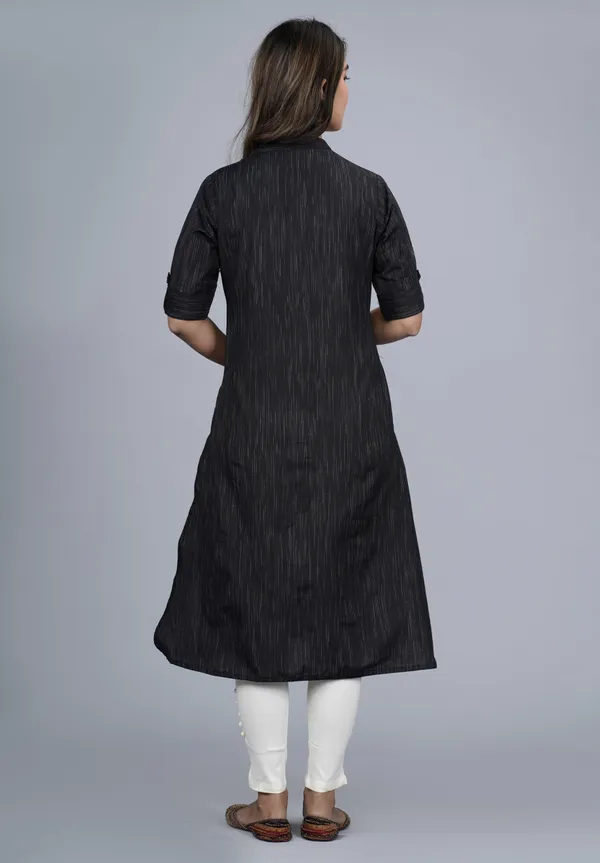 Blue_Khadi_Cotton_Regular_Kurta_For_Women