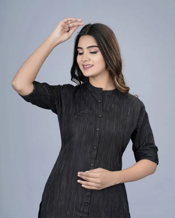 Blue_Khadi_Cotton_Regular_Kurta_For_Women