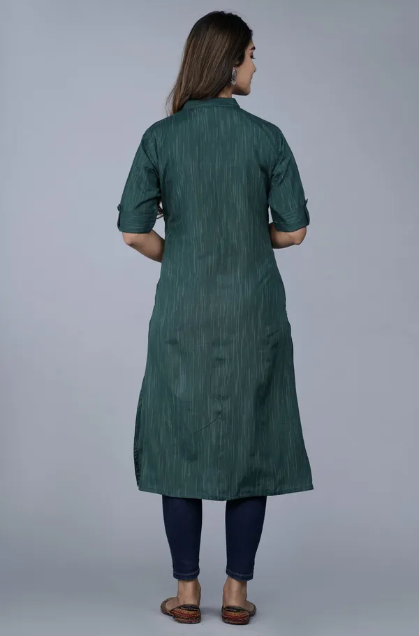 Green_Khadi_Cotton_Regular_Kurta_For_Women