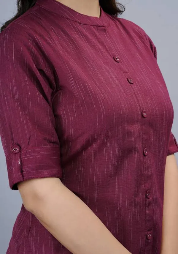 Maroon_Khadi_Cotton_Kurta_|_Push_Premium_For_Women