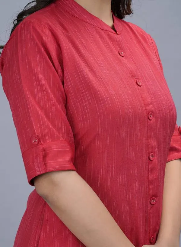 Red_Khadi_Cotton_Kurta_For_Women