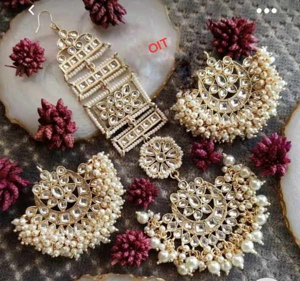 Lucentarts Jewellery Jhumki Earrings for Women Traditional Bollywood Ethnic Bridal Wedding Indian Pearl Hangings Meenakari jhumka Jewellery for