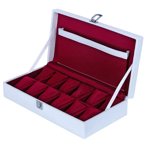 Watch_Box_Organizer_Holder_Jewelry_Accessories_Display_Storage_Case_Watch_Organiser_Collection_Box_12_Slots_In_PU_Leather_For_Men_Women_Barfi_White_Color