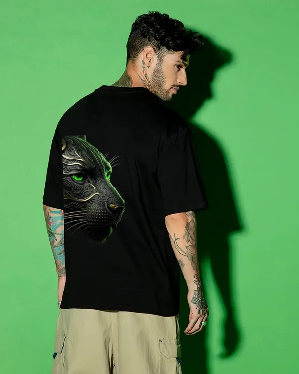Black_Oversized_Printed_Half_Sleeve_Cotton_T-Shirt_For_Men