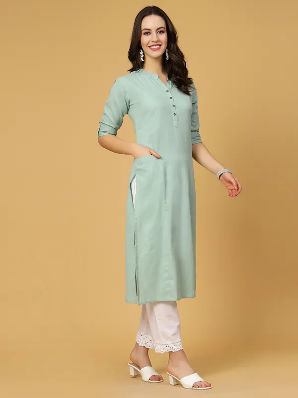 Mint_Green_Cotton_Solid_Straight_Kurta