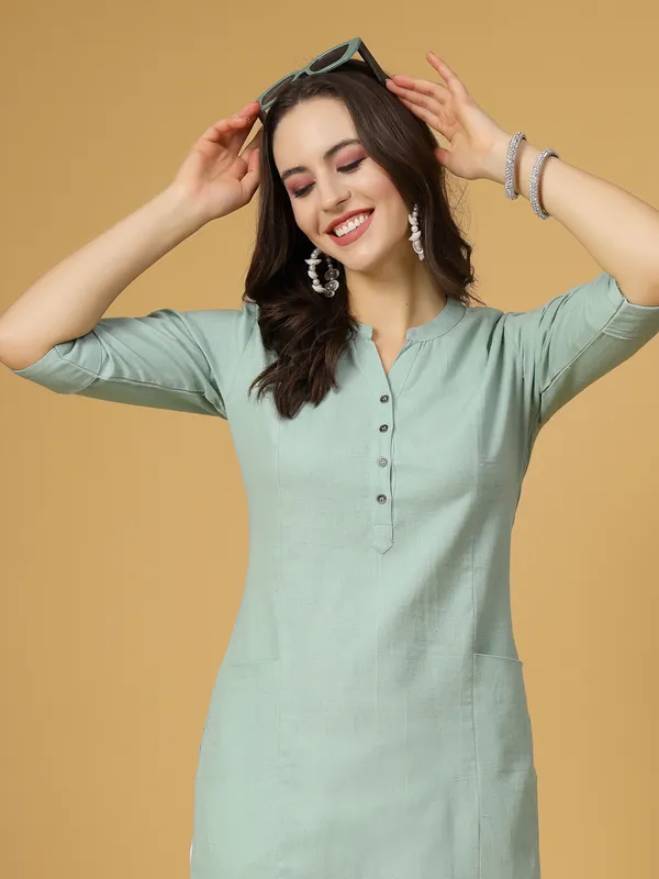 Mint_Green_Cotton_Solid_Straight_Kurta