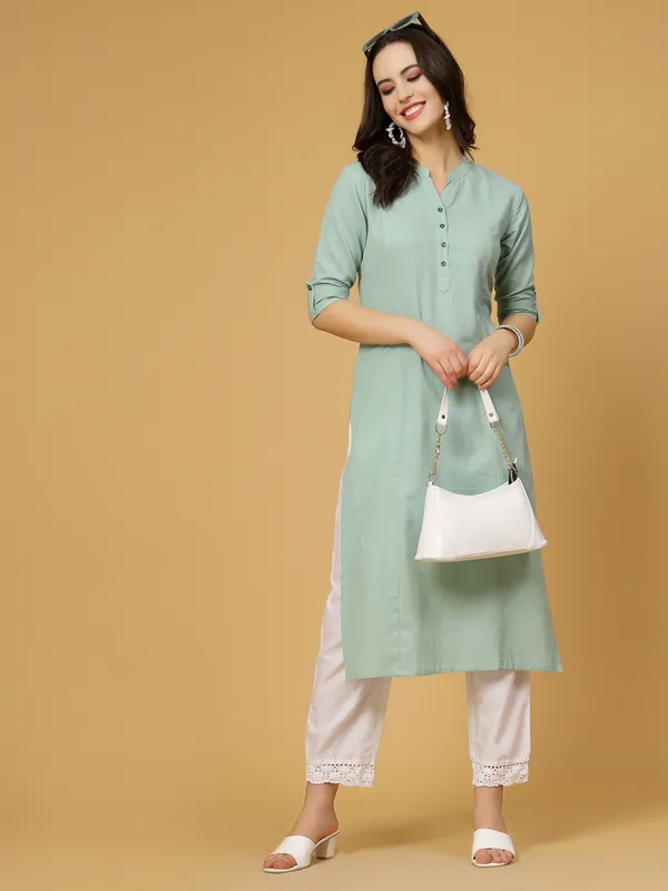 Mint_Green_Cotton_Solid_Straight_Kurta