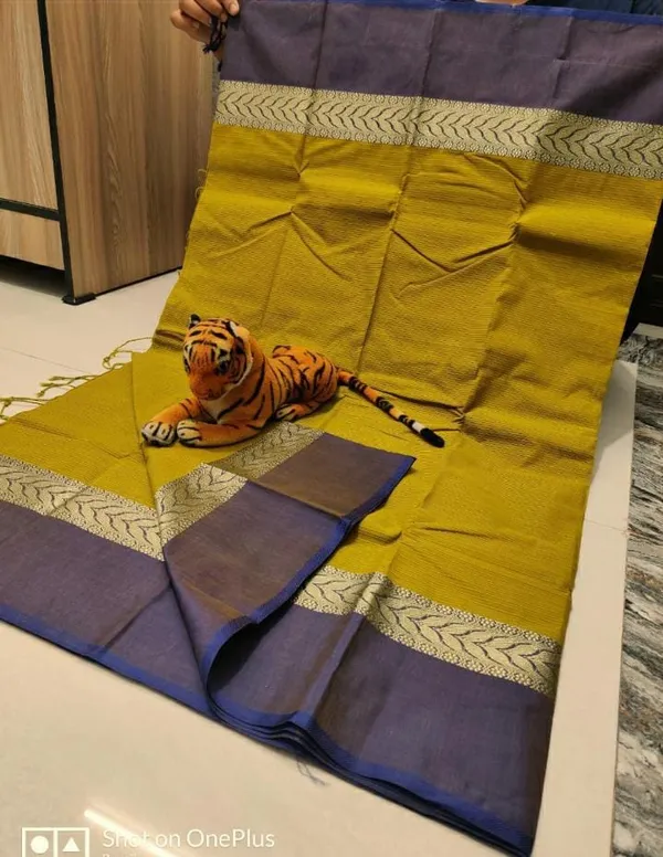 Mustard_Zari_Kolkata_Design_Handloom_Cotton_Silk_Saree_Without_Blouse_Piece