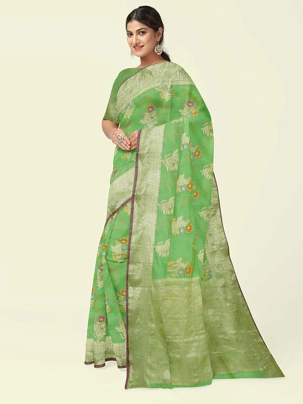 Green_Cotton_Silk_Banarasi_Sarees_For_Women