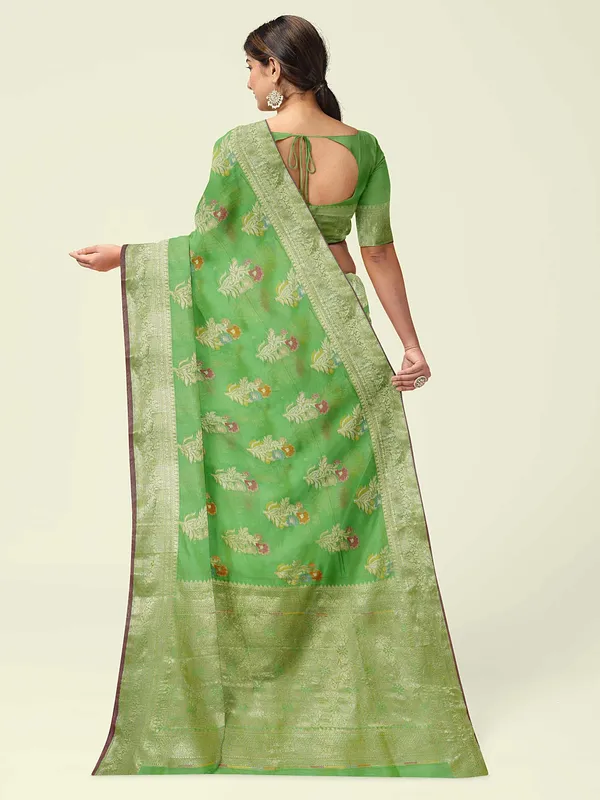 Green_Cotton_Silk_Banarasi_Sarees_For_Women