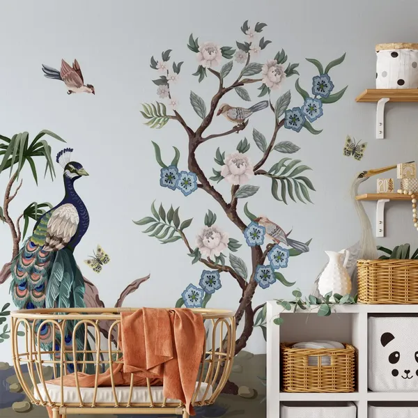 Jungle_Landscape_With_Birds_&__Peacock_wall_mural