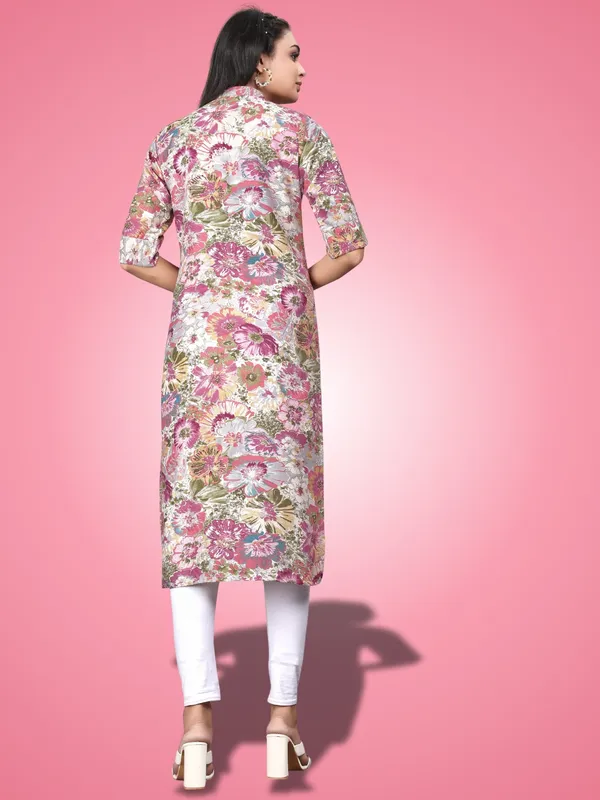 Pink_Classic_Rayon_Floral_Printed_Straight_KurtIs
