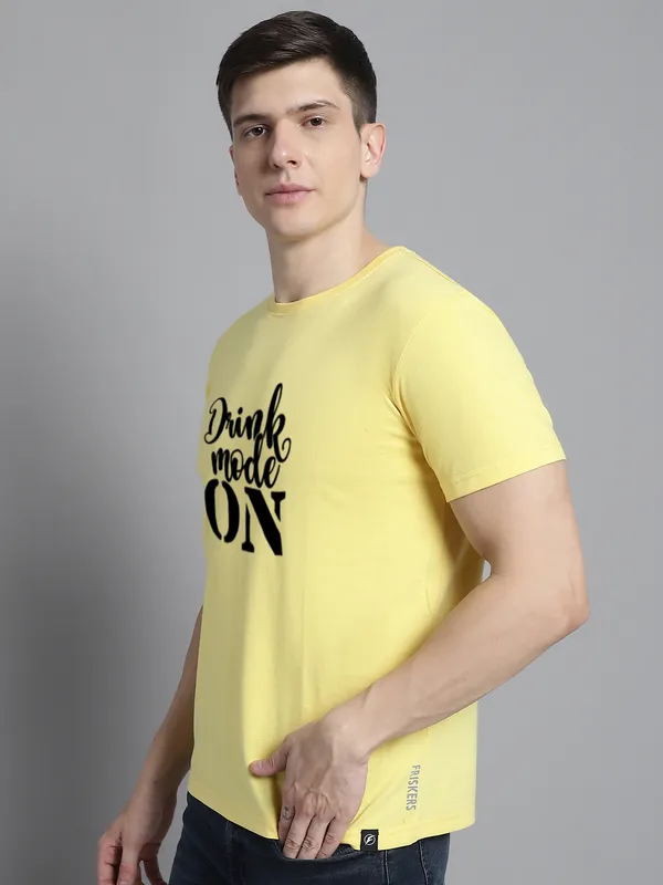 Yellow_Cotton_Drink_Mode_On_Print_Round_Neck_T-Shirt_For_Men