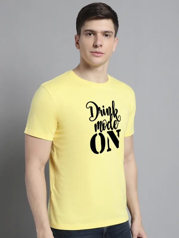 Yellow_Cotton_Drink_Mode_On_Print_Round_Neck_T-Shirt_For_Men