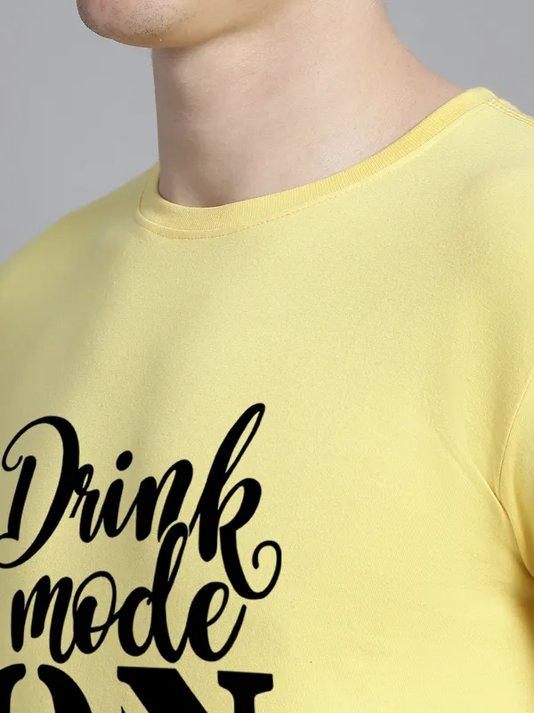 Yellow_Cotton_Drink_Mode_On_Print_Round_Neck_T-Shirt_For_Men