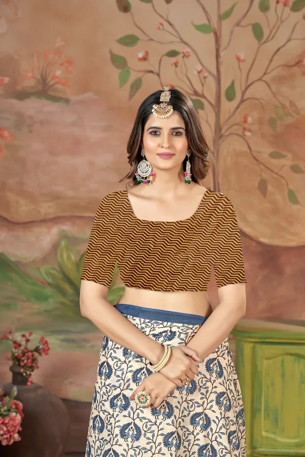 Ikkat_Print_Pure_Soft_Cotton_saree_With_Blouse_Piece