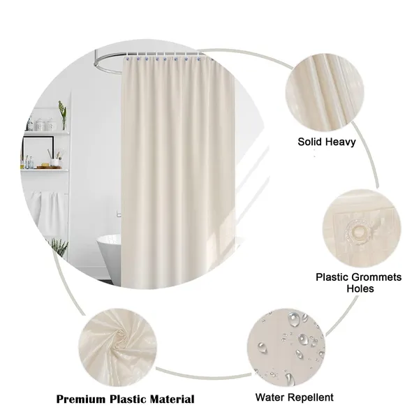 Stripe_Design_Waterproof_Shower_Curtain_for_Bathroom,_7x4_Feet_Plastic_Curtain_with_8_Hooks_54_x_84_Inch,_Cream
