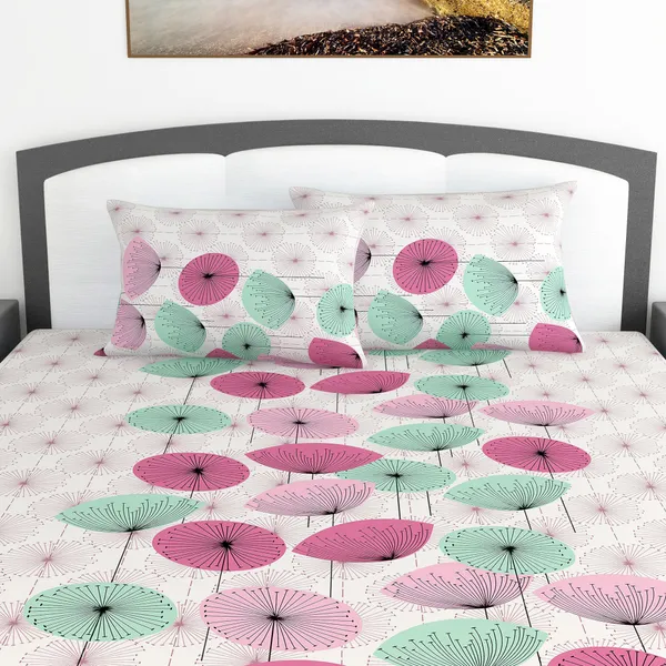 100%_Cotton_Priest_crown__XL_Double_Bedsheet_with_2_Pillow_Covers_Bed_Sheet_For_Bedroom_(Pink_Yarrow)