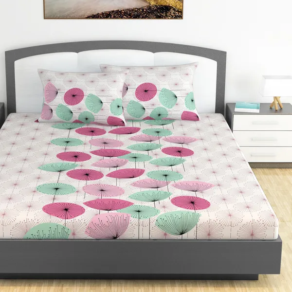 100%_Cotton_Priest_crown__XL_Double_Bedsheet_with_2_Pillow_Covers_Bed_Sheet_For_Bedroom_(Pink_Yarrow)