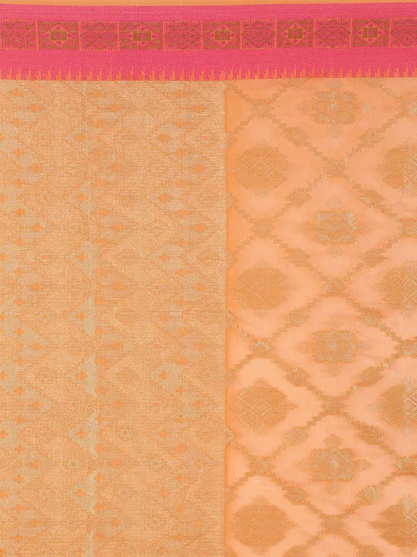Orange_Cotton_Blend_Banarasi_Sarees_For_Women