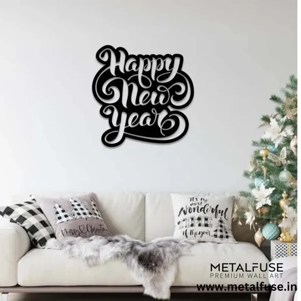 Wooden_Wall_Art_for_Home_Decoration|Happy_New_Year_Script|Black