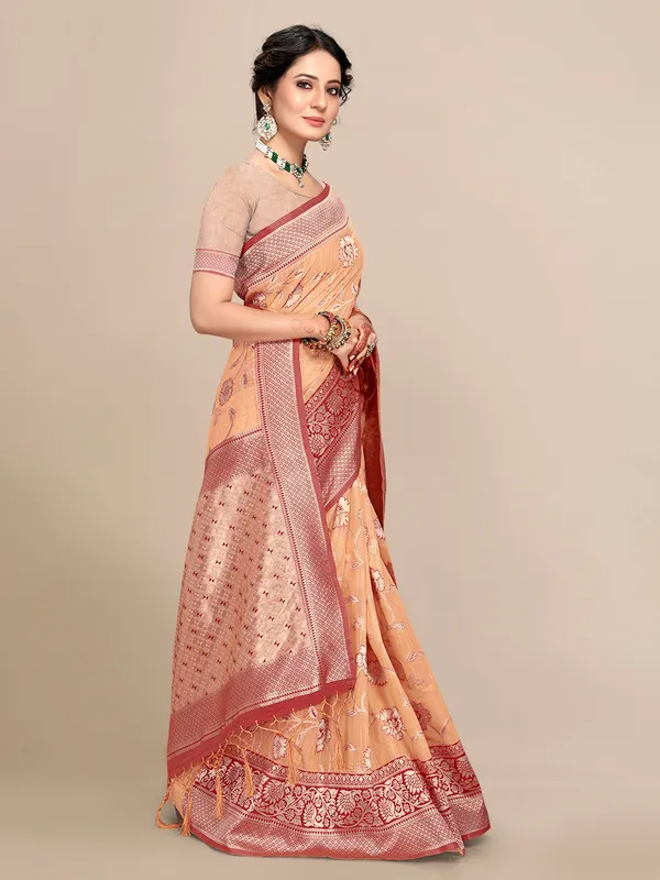 Banarasi_Silk_Saree_With_Floral_print_And_Unstitched_Blouse