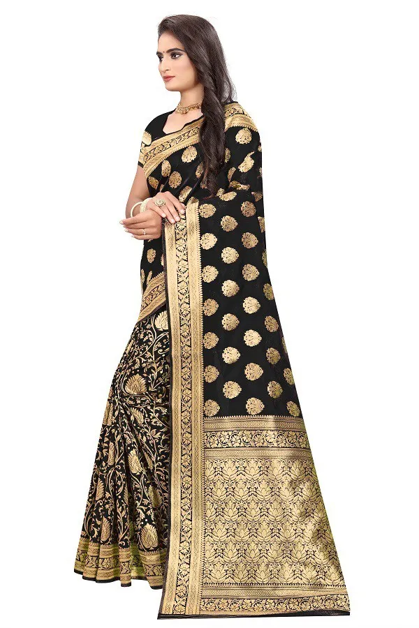 Black_Woven_Kanjivaram_Silk_Saree_with_Saree_Cover