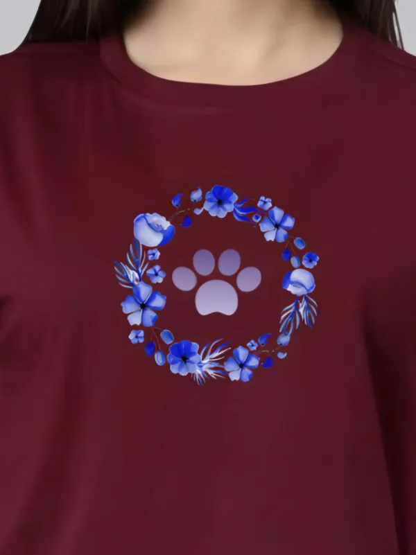 Maroon_Cat_side_back_Printed_Crop_Oversized_T-Shirt_For_Women