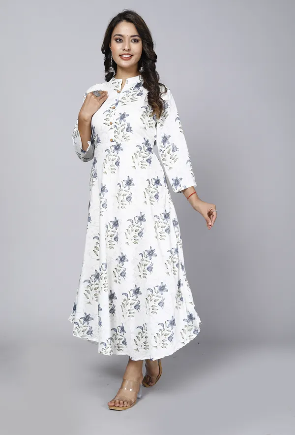 White_&_Blue_Cotton_Blend_Kurta_For_Women