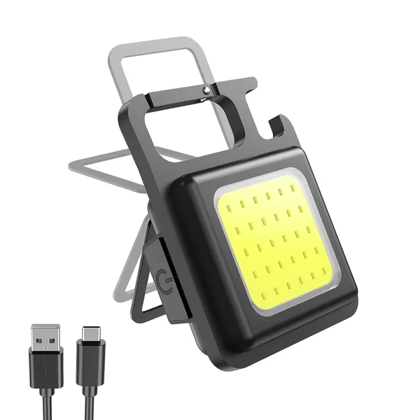Cob_Bright_Mini_Keychain_Light__Small_Led_Flashlight_Usb_Rechargeable__4_Modes__800_Lumens__Portable_Pocket_Lights_With_Folding_Bracket_Bottle_Opener_And_Magnet__Abs