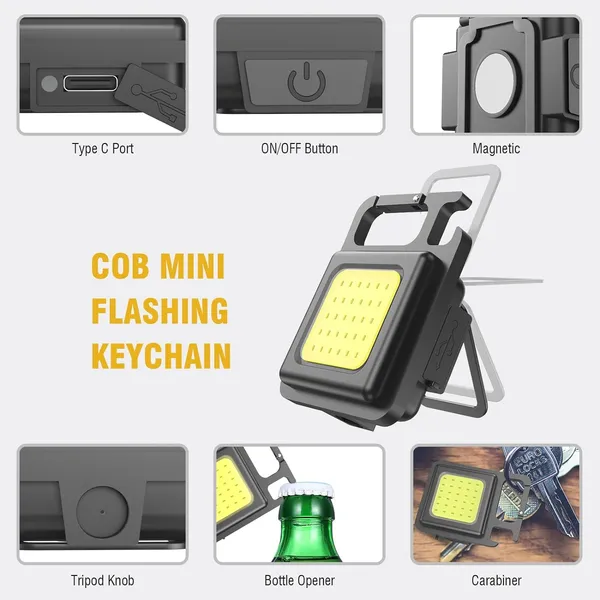 Cob_Bright_Mini_Keychain_Light__Small_Led_Flashlight_Usb_Rechargeable__4_Modes__800_Lumens__Portable_Pocket_Lights_With_Folding_Bracket_Bottle_Opener_And_Magnet__Abs
