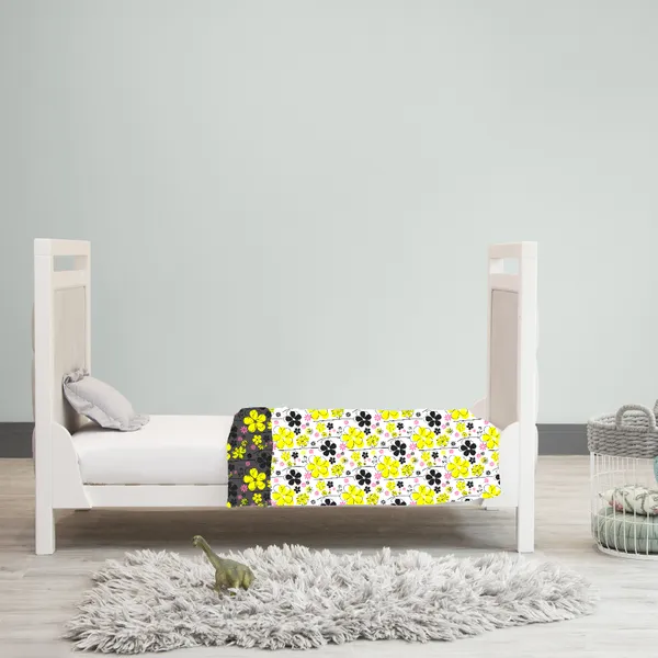 Microfiber_Reversible_Lightweight_Floral_Baby_Blanket_For_Kids/Toddler_-_Black_and_Yellow_(GI1197)