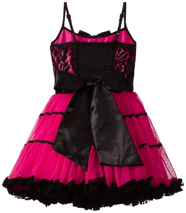 Black_&_Magenta_Lace_Work_Square_Neck_Dress_For_Girls