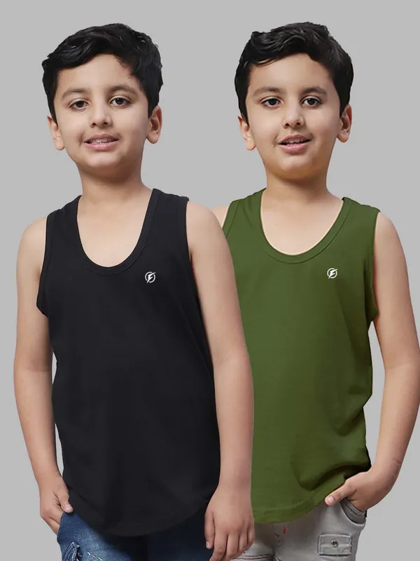 Black_&_Olive_Green_Cotton_Round_Neck_Casual_Wear_Vest_For_Kids